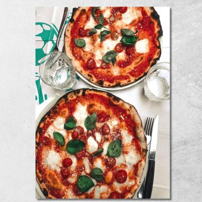 Modern Painting Pizza Margherita With Basil And Cherry Tomatoes foo93 canvas print 