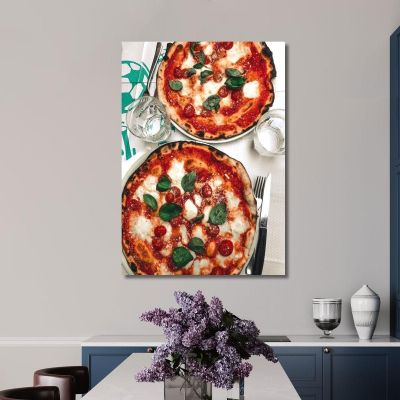 Modern Painting Pizza Margherita With Basil And Cherry Tomatoes foo93 canvas print 