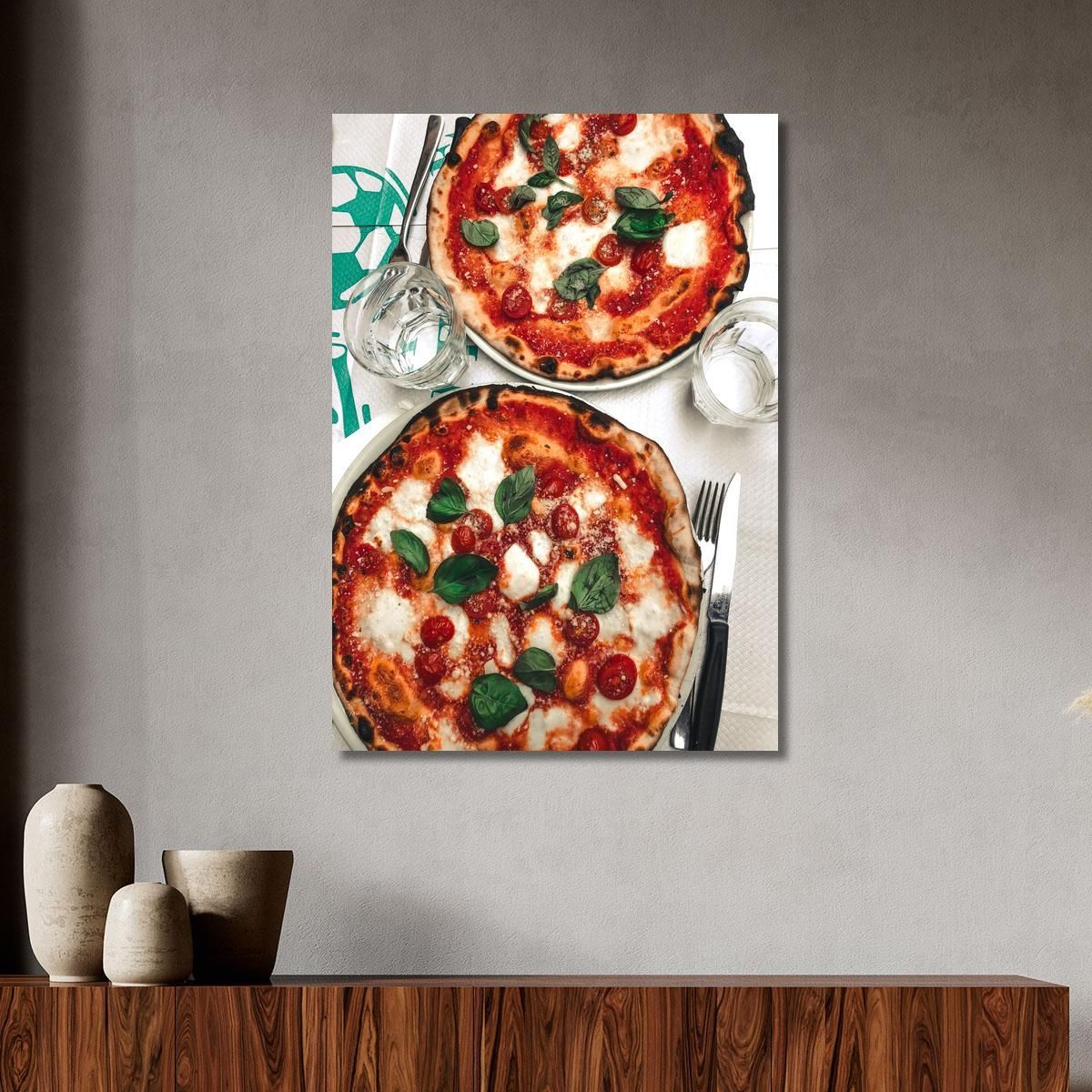 Modern Painting Pizza Margherita With Basil And Cherry Tomatoes foo93 canvas print 