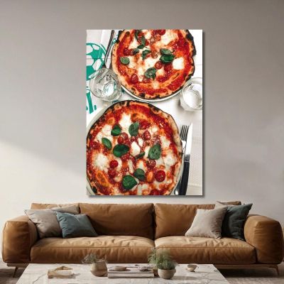 Modern Painting Pizza Margherita With Basil And Cherry Tomatoes foo93 canvas print 