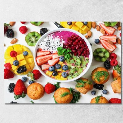 Modern Painting Smoothie Bowl With Fresh Fruit And Seeds foo101 canvas print 