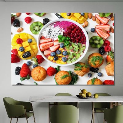 Modern Painting Smoothie Bowl With Fresh Fruit And Seeds foo101 canvas print 