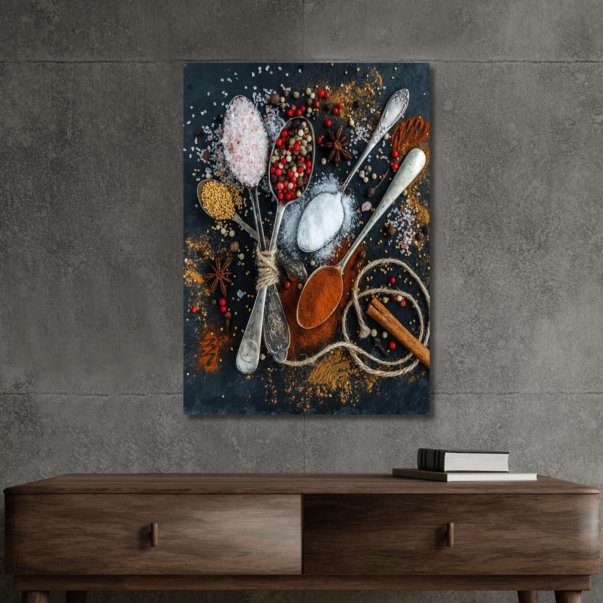 Modern Painting Assorted Spices And Condiments foo105 canvas print 