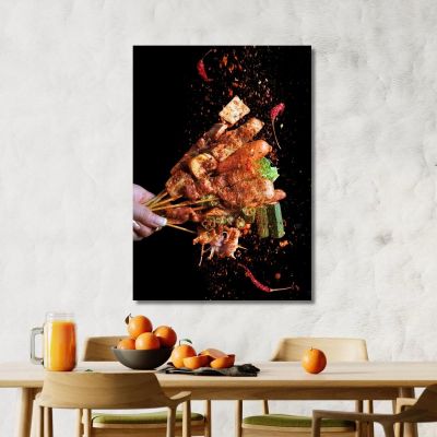 Modern Painting Spicy Skewers With Chili Pepper foo107 canvas print 