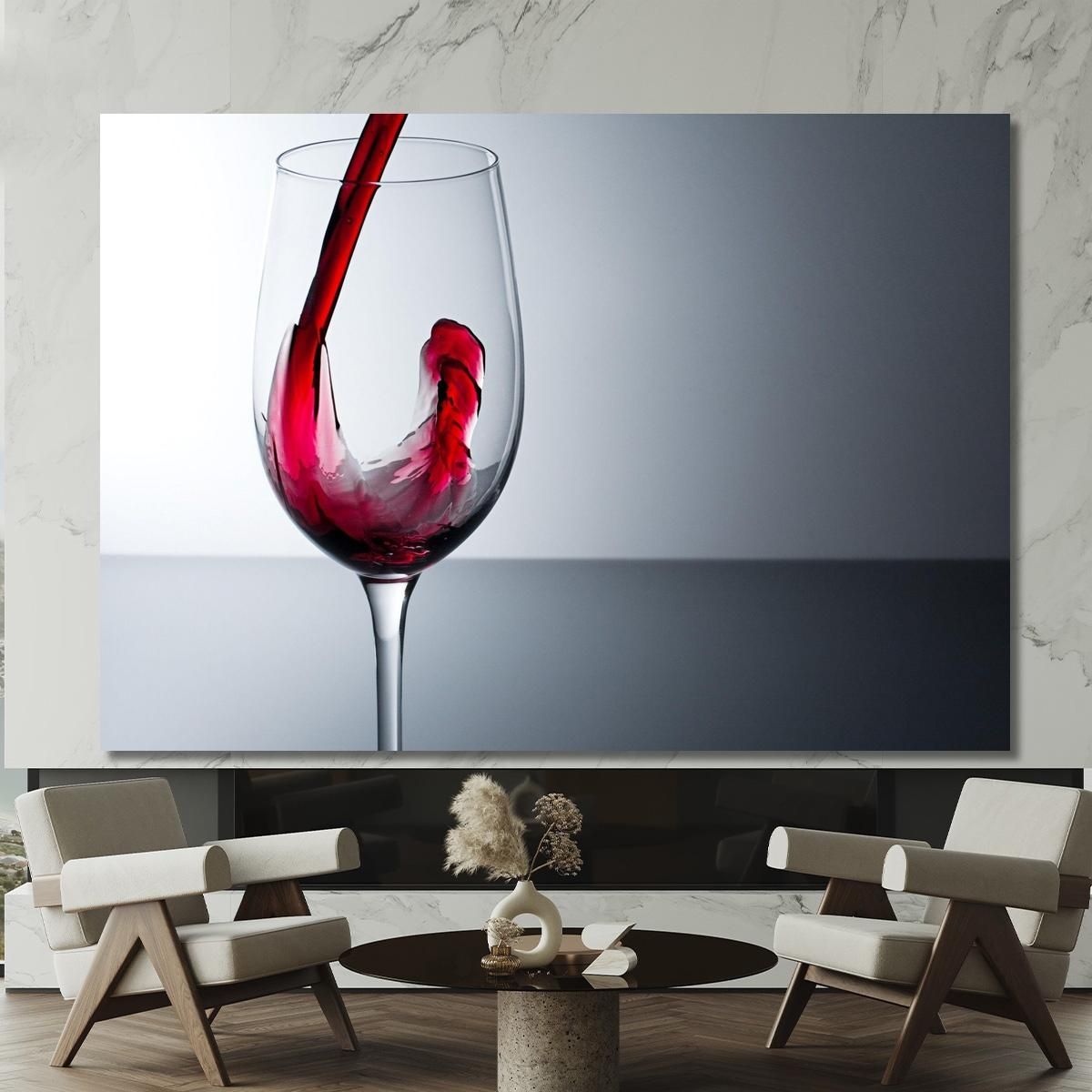 Modern Painting Red Wine Being Poured Into A Glass On A Light Background foo120 canvas print 