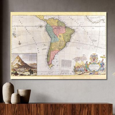 Painting Ancient Map Of South America With Historical Cartographic Details map4 canvas print 