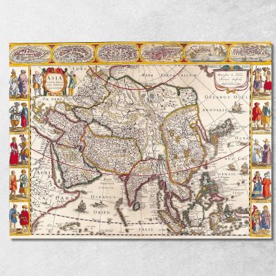 Painting Ancient Map Of Asia With Decorative Border And Renaissance Style map6 canvas print 