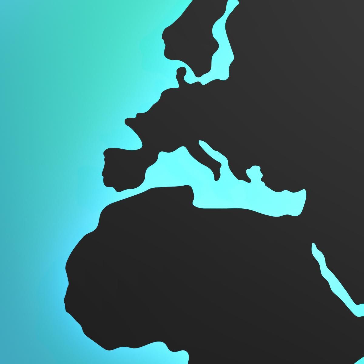 Painting Modern World Map With Bright Green And Blue Gradient map33 canvas print