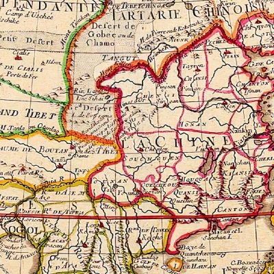 Painting Historical Asia Map With Ancient Cartographic Details And Golden Decorations map44 canvas print