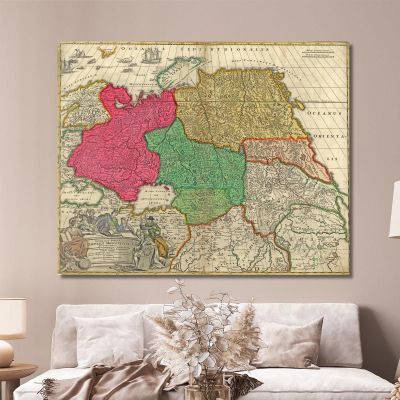 Painting Historical Russia Map With Imperial Borders And Vintage Colors map52 canvas print 