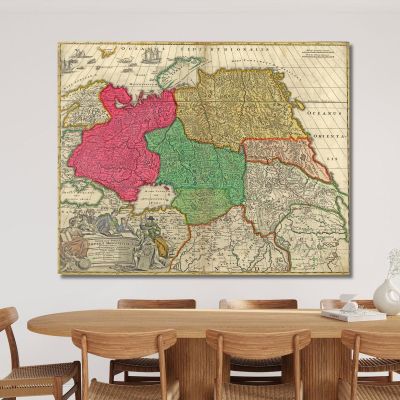 Painting Historical Russia Map With Imperial Borders And Vintage Colors map52 canvas print 