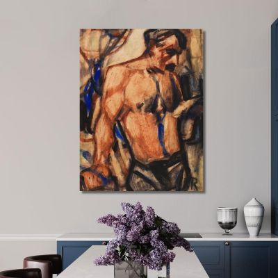 Worker With Bare Torso Christian Rohlfs cro5 canvas print 