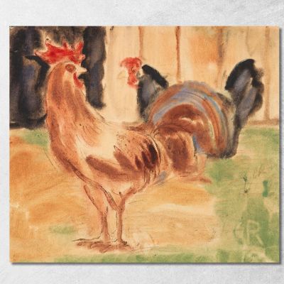 Rooster And Hen Christian Rohlfs cro35 canvas print 