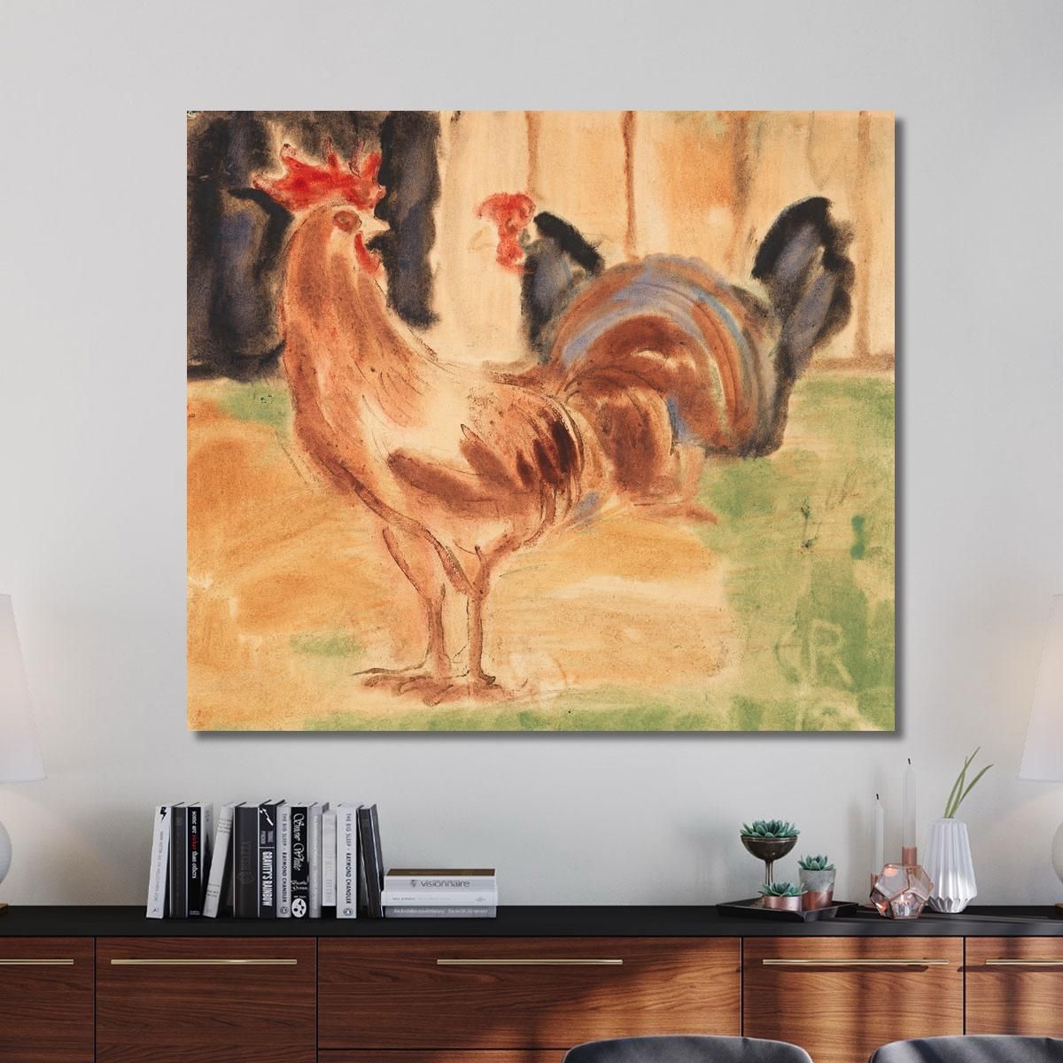 Rooster And Hen Christian Rohlfs cro35 canvas print 
