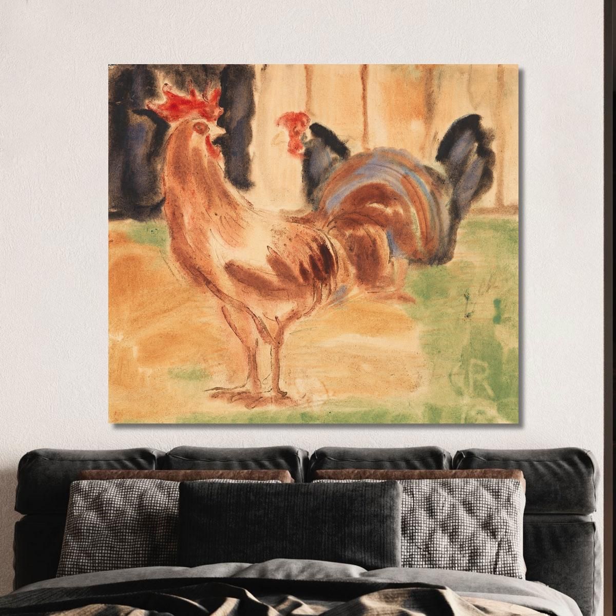 Rooster And Hen Christian Rohlfs cro35 canvas print 