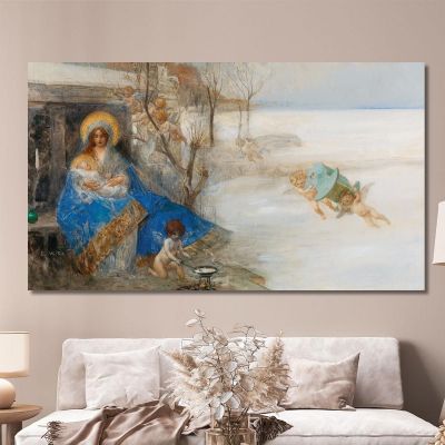 Madonna And Child Surrounded By Angels Eduard Veith evt13 canvas print 