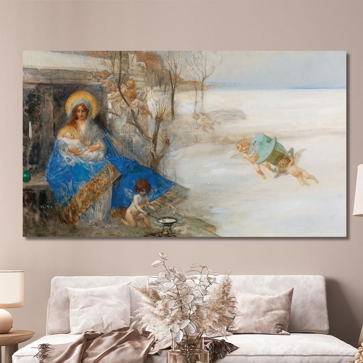 Madonna And Child Surrounded By Angels Eduard Veith evt13 canvas print 