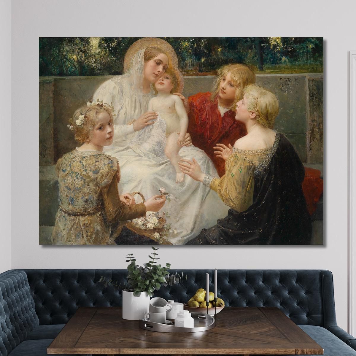 Madonna With Jesus Surrounded By Children Eduard Veith evt14 canvas print 