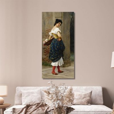 A Maiden With A Basket Of Roses Eugen von Blaas evb6 canvas print 