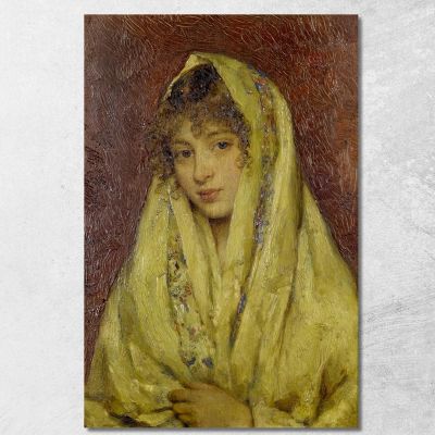 Girl In A Yellow Shawl Eugen von Blaas evb34 canvas print 