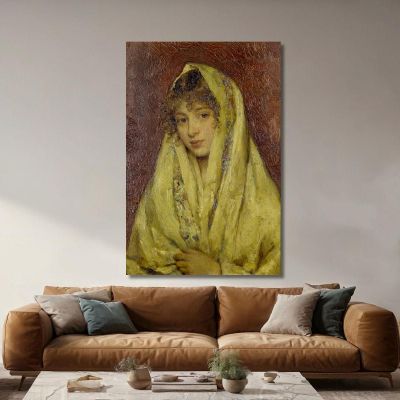Girl In A Yellow Shawl Eugen von Blaas evb34 canvas print 