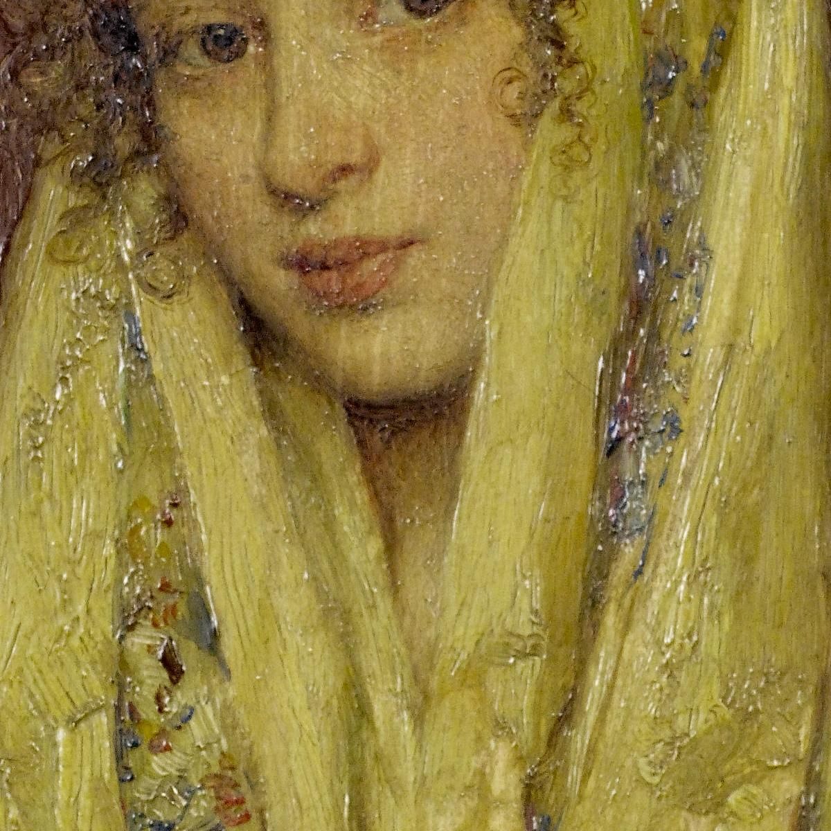 Girl In A Yellow Shawl Eugen von Blaas evb34 canvas print