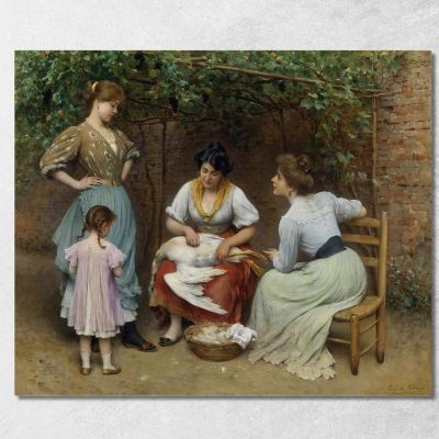 Goose Plucking Eugen von Blaas evb38 canvas print 