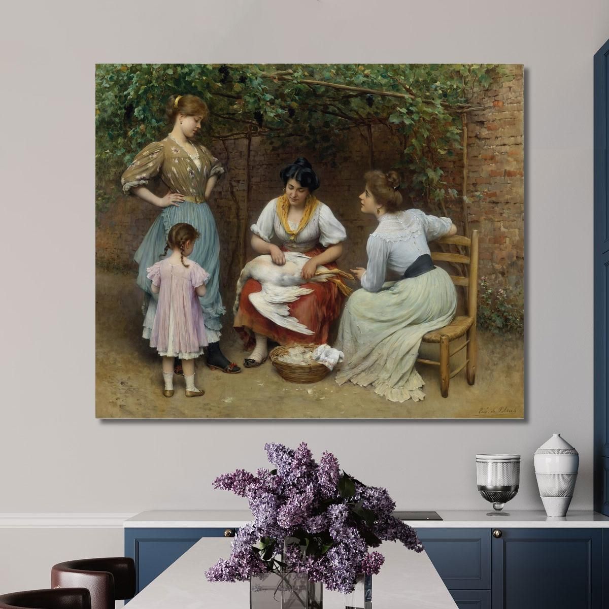 Goose Plucking Eugen von Blaas evb38 canvas print 