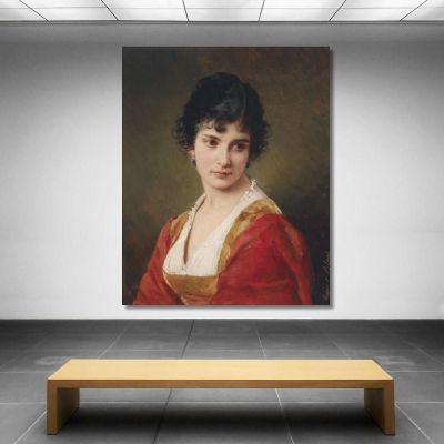 Portrait Einer Jungen Frau Eugen von Blaas evb52 canvas print 