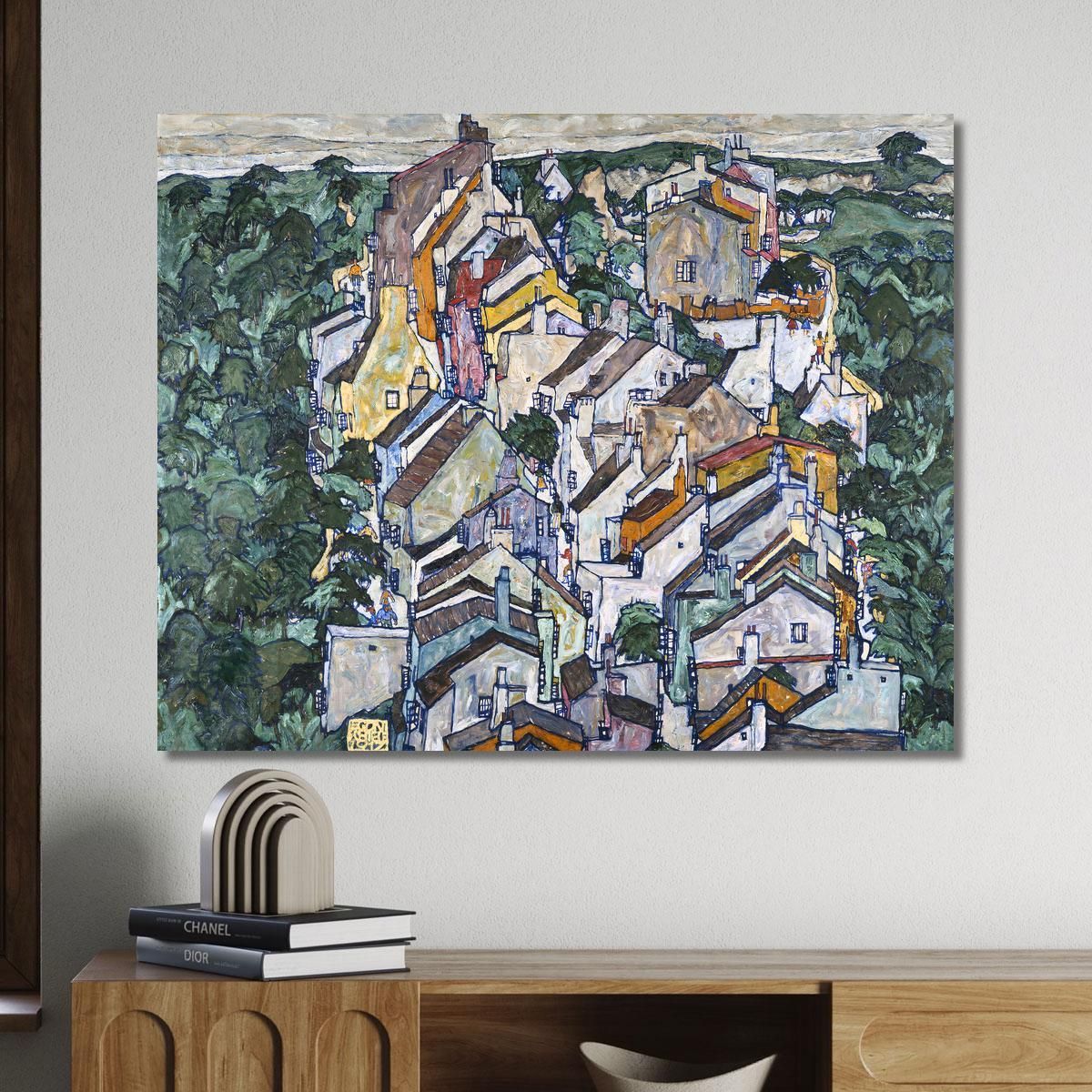 Town Among Greenery (The Old City Iii) Egon Schiele esh7 canvas print 