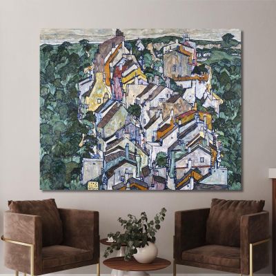 Town Among Greenery (The Old City Iii) Egon Schiele esh7 canvas print 