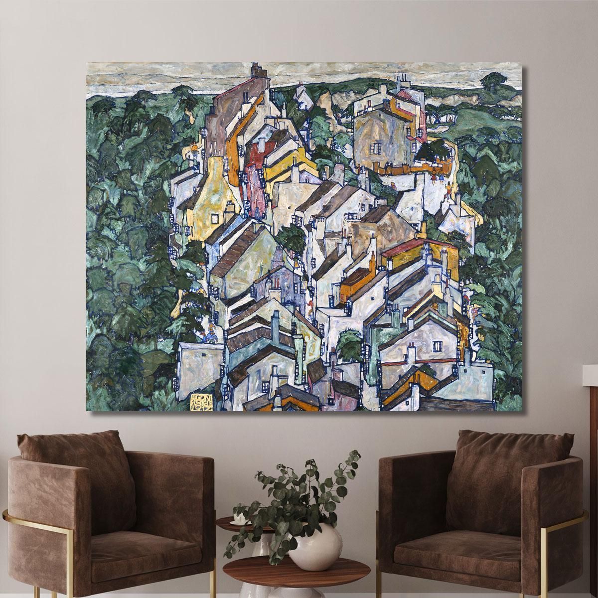 Town Among Greenery (The Old City Iii) Egon Schiele esh7 canvas print 