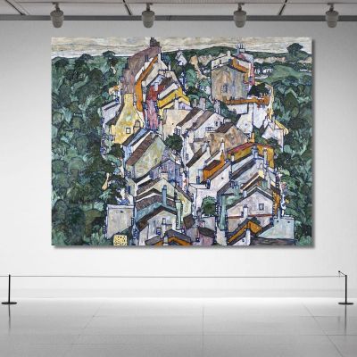 Town Among Greenery (The Old City Iii) Egon Schiele esh7 canvas print 