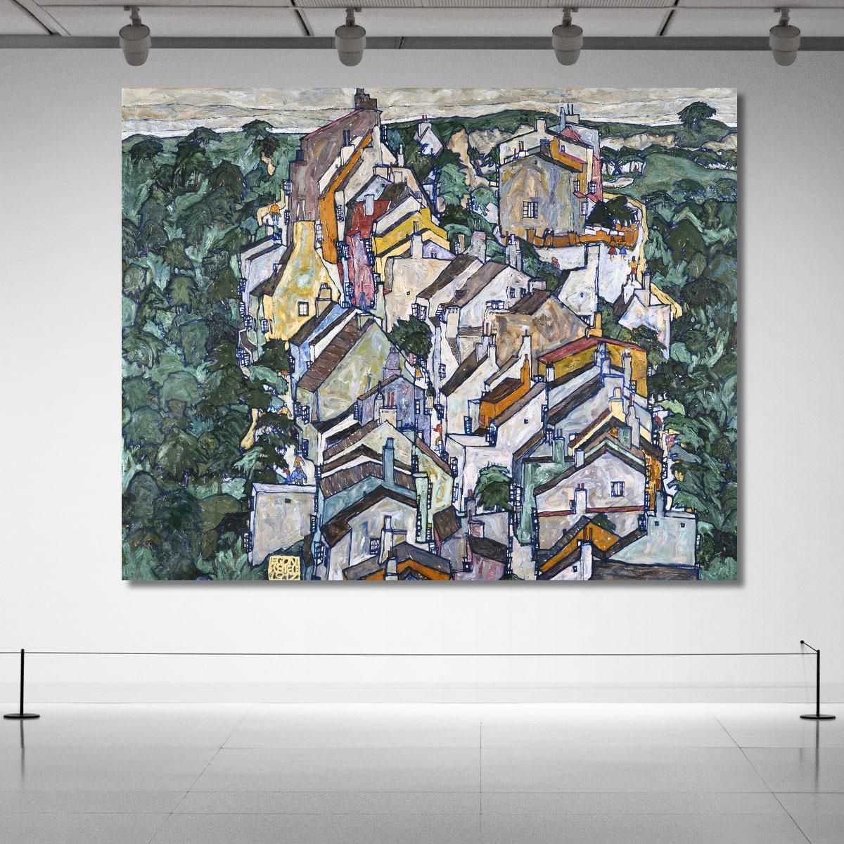 Town Among Greenery (The Old City Iii) Egon Schiele esh7 canvas print 