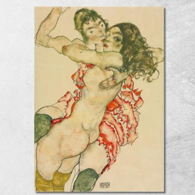 Two Women Embracing Egon Schiele esh8 canvas print 