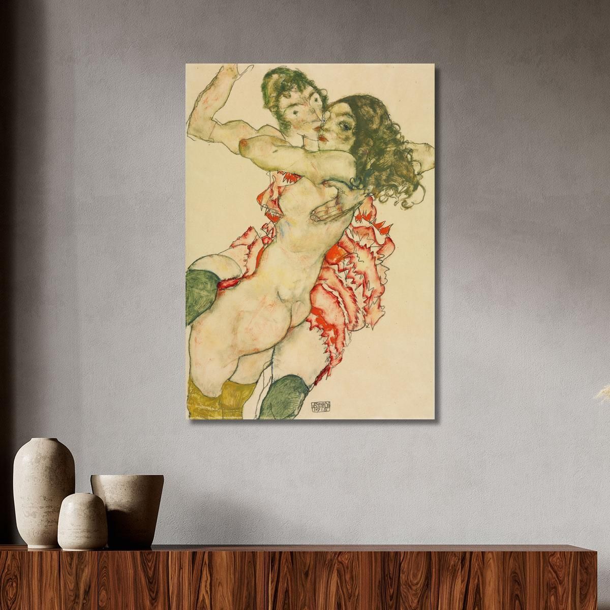 Two Women Embracing Egon Schiele esh8 canvas print 