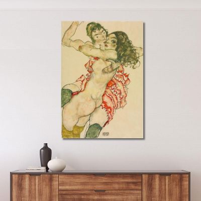 Two Women Embracing Egon Schiele esh8 canvas print 