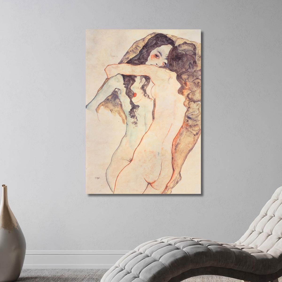 Two Women Embracing Egon Schiele esh10 canvas print 