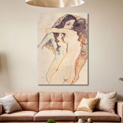 Two Women Embracing Egon Schiele esh10 canvas print 