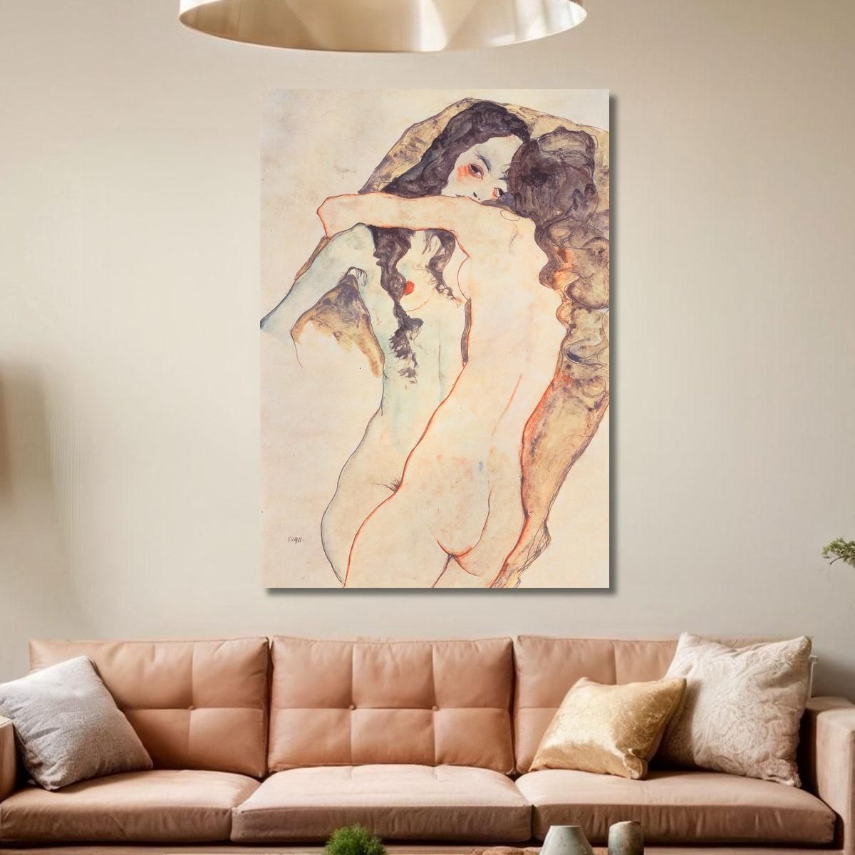 Two Women Embracing Egon Schiele esh10 canvas print 