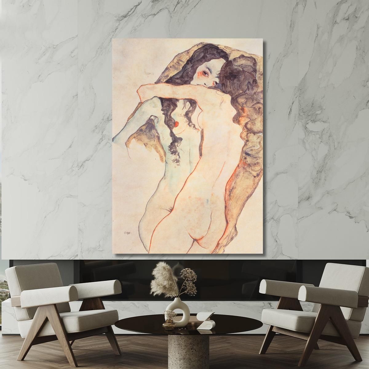 Two Women Embracing Egon Schiele esh10 canvas print 