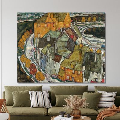 Crescent Of Houses Ii (Island Town) Egon Schiele esh31 canvas print 