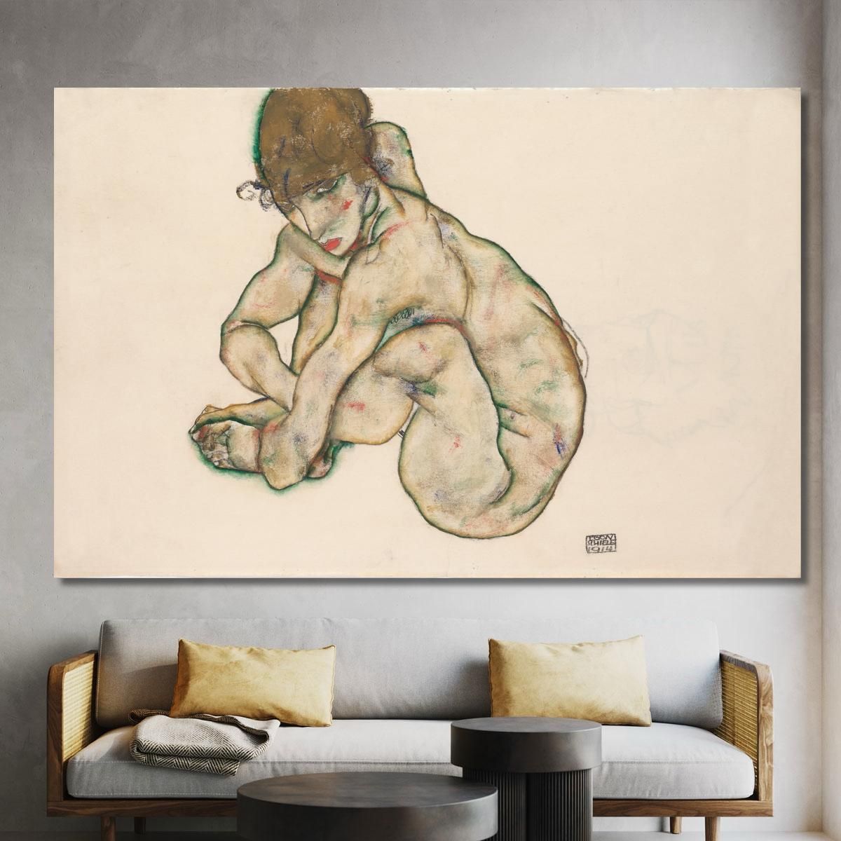 Crouching Nude Girl Egon Schiele esh32 canvas print 