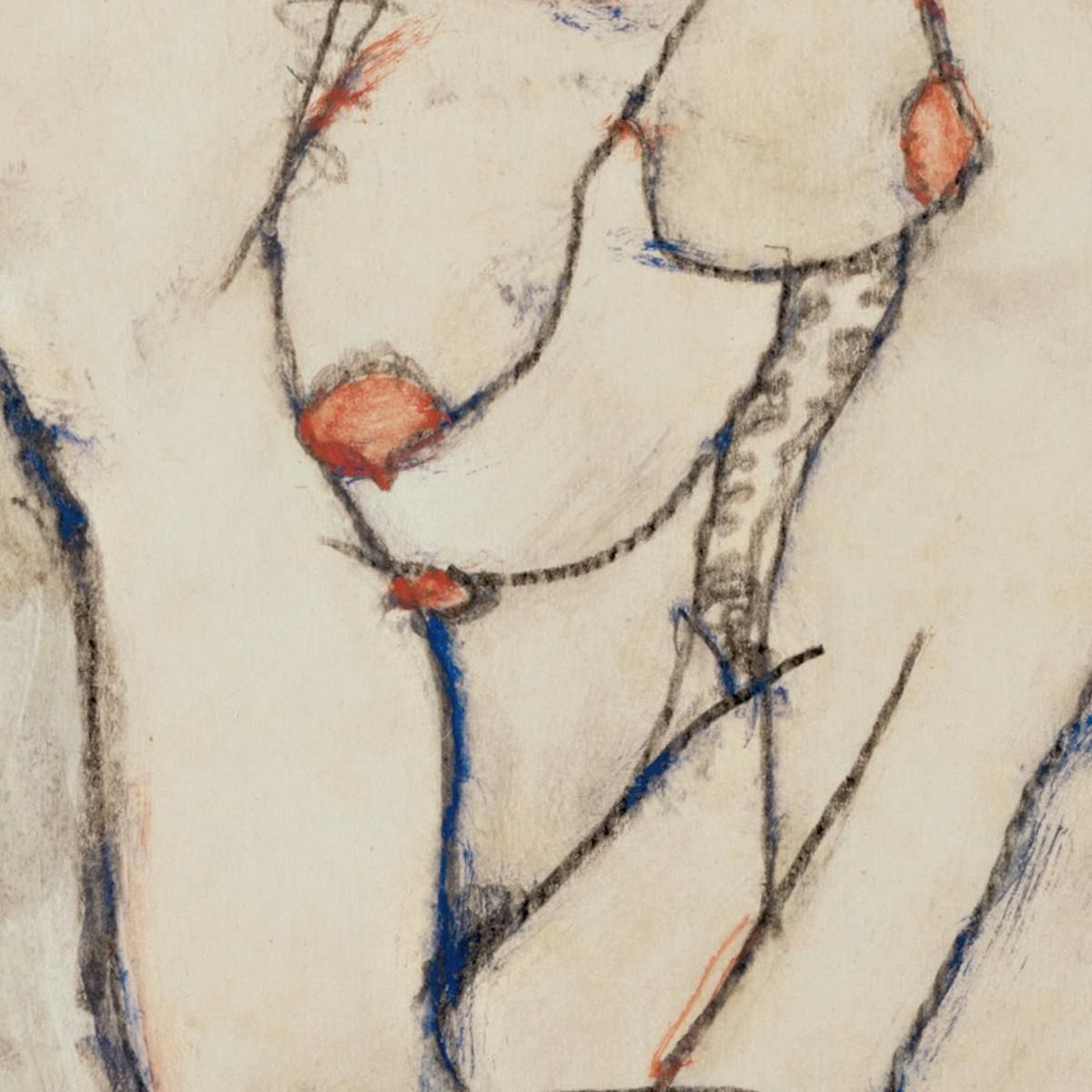 Crouching Woman With Green Headscarf Egon Schiele esh34 canvas print