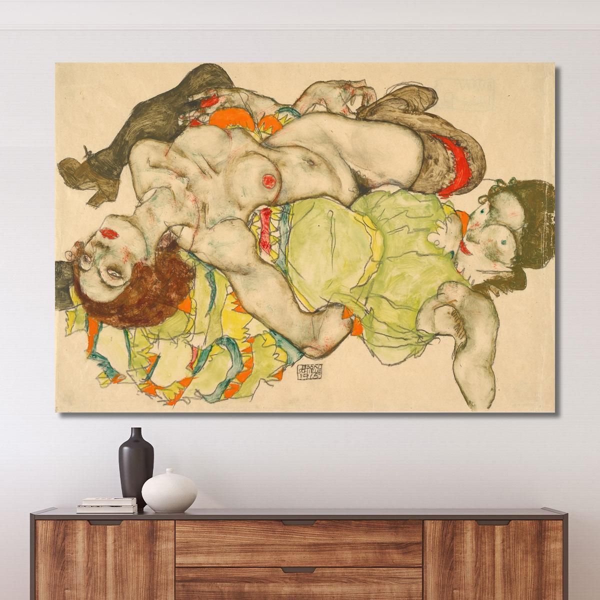 Female Lovers Egon Schiele esh50 canvas print 