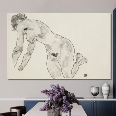 Crouching Female Nude Egon Schiele esh67 canvas print 