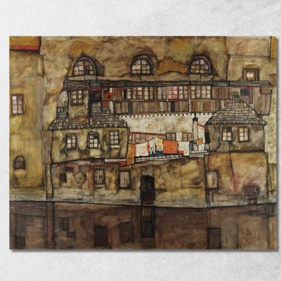 House Wall On The River Egon Schiele esh69 canvas print 