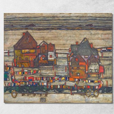Houses With Laundry Suburb Ii Egon Schiele esh71 canvas print 