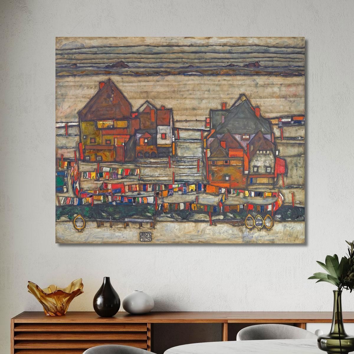 Houses With Laundry Suburb Ii Egon Schiele esh71 canvas print 