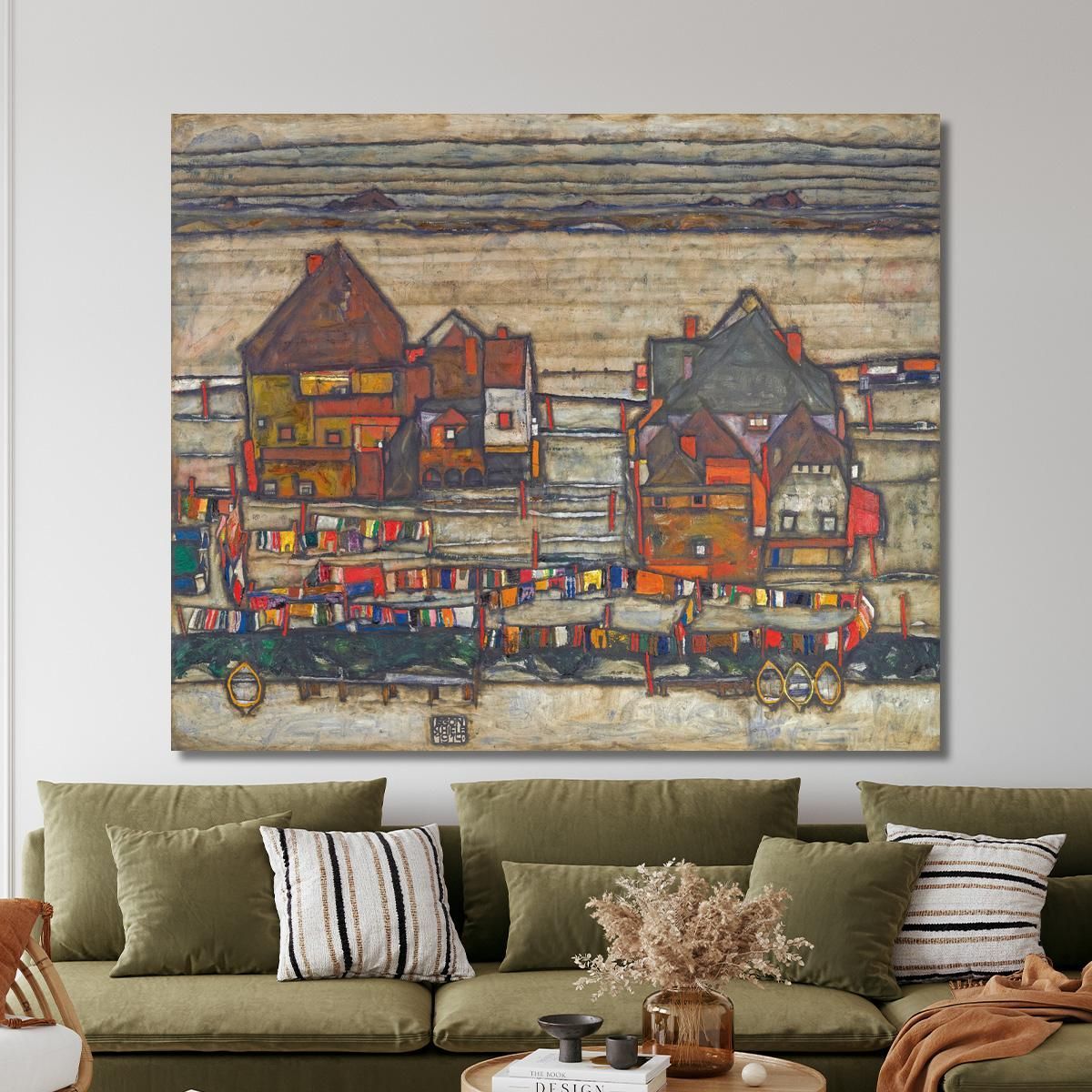 Houses With Laundry Suburb Ii Egon Schiele esh71 canvas print 